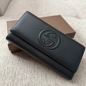 New Gucci Soho Black Continental Wallet
